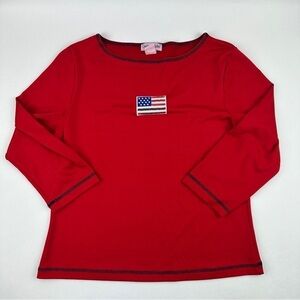 Chelsea Studio Tshirt Womens Large Red American Flag Sequins